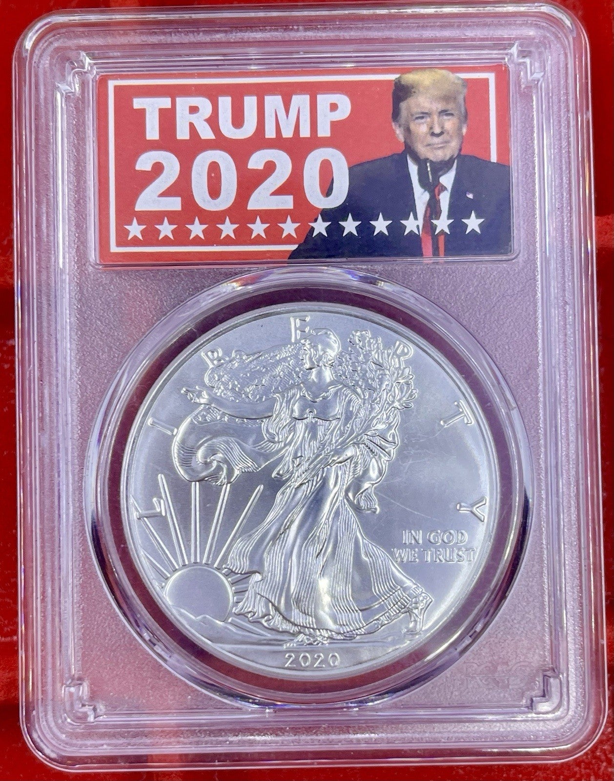 2020 Silver Eagles PCGS MS-70 Silver Eagle Donald Trump Label