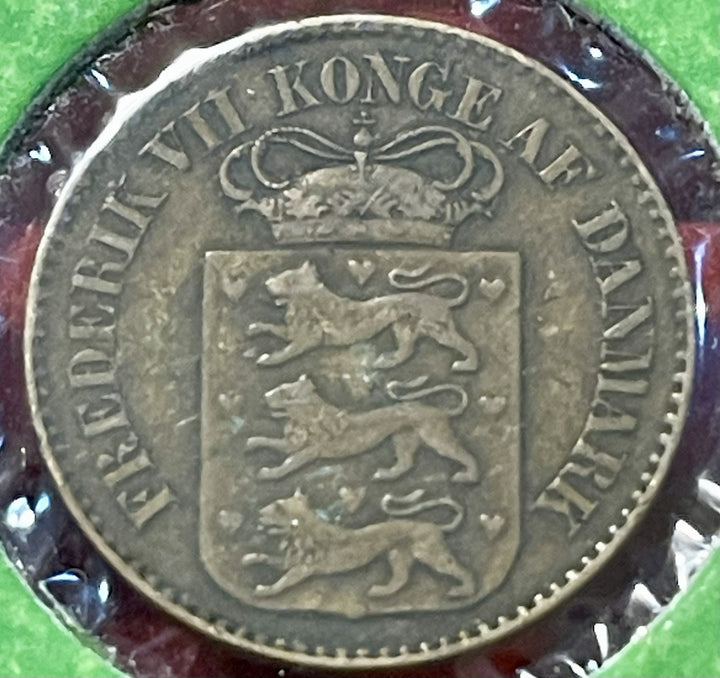 1860 Danish West Indies 1 Cent Coin KM 63