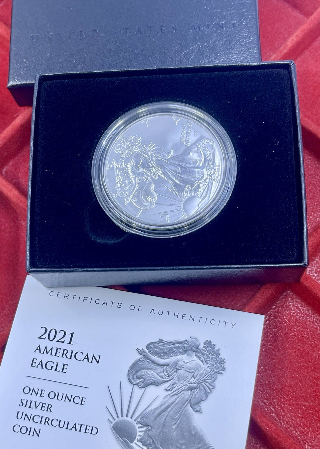 2021 American Eagle One Ounce Silver Uncirculated Coin Box & COA