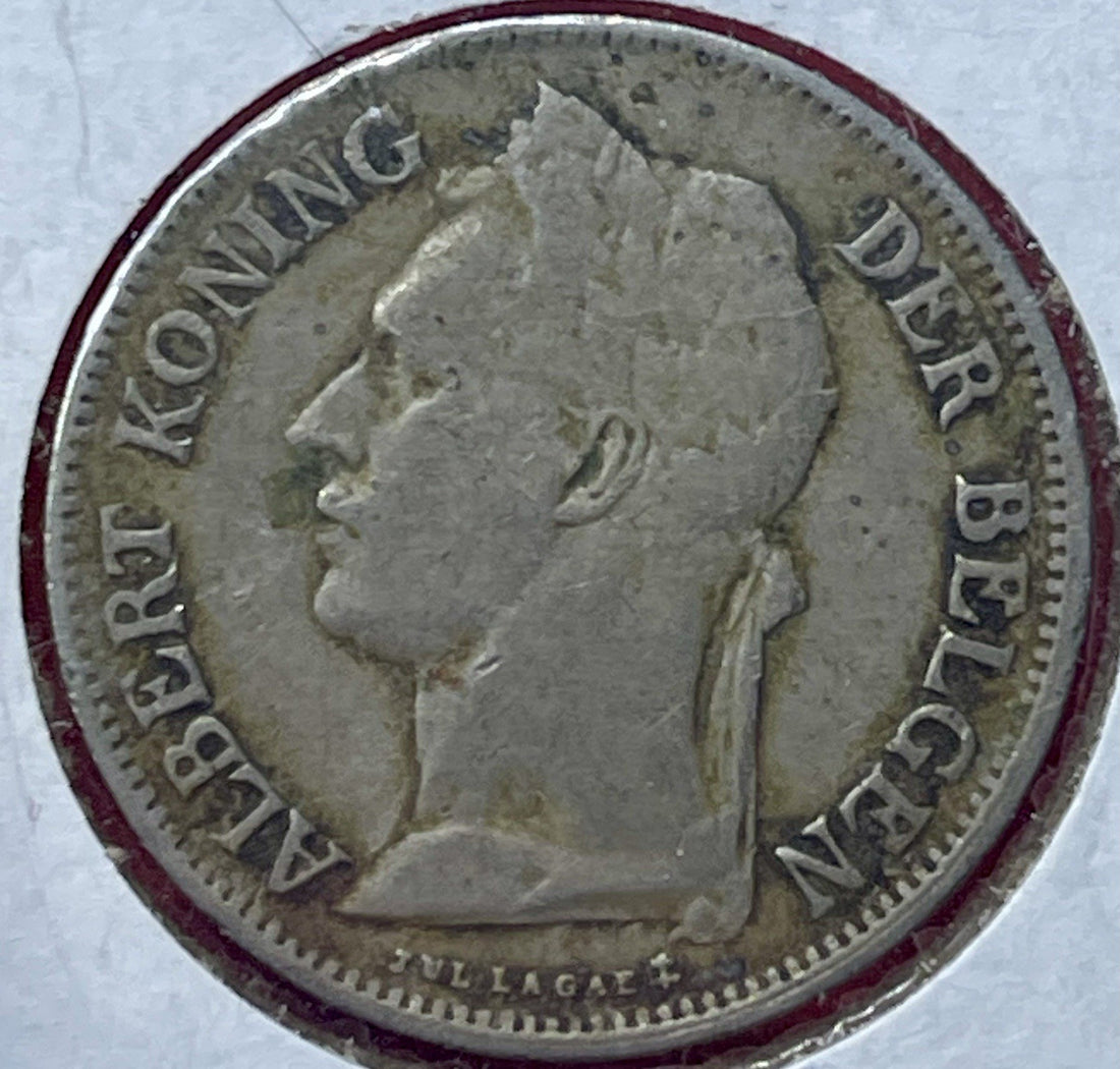 BELGIAN CONGO ALBERT I 1926 50 Centimes PALM TREE French text colonial km# 23