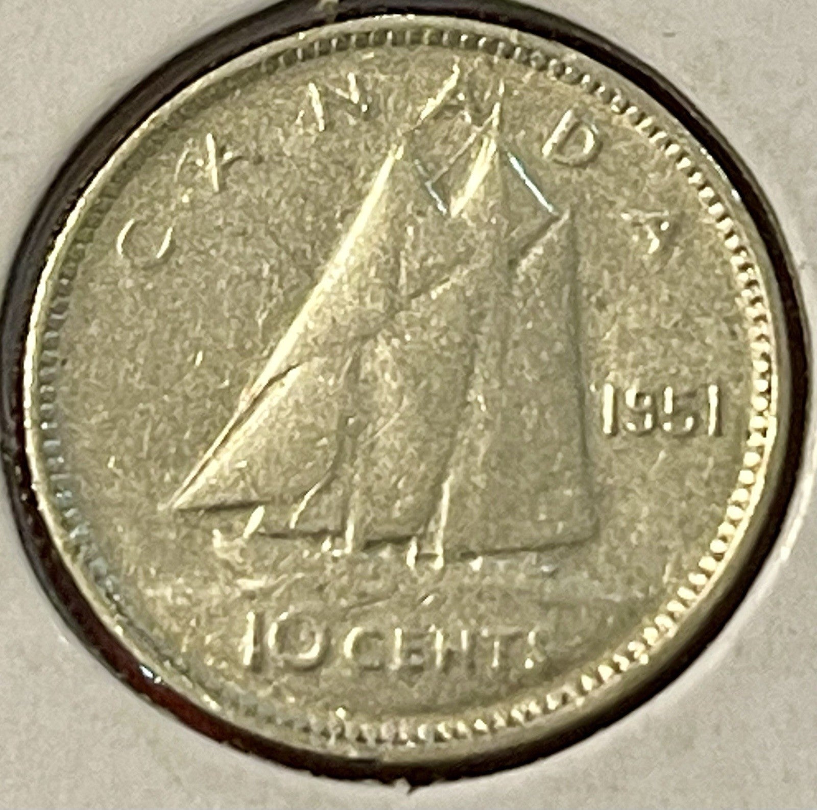 1951 Canada Silver 10 Cents Coin .800 Silver George VI Dime