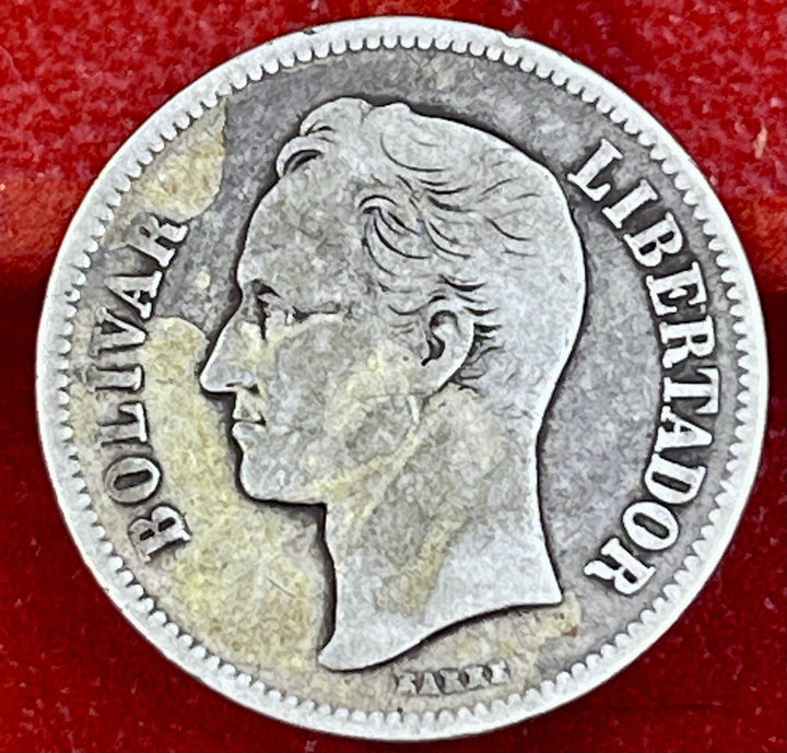 1924 Venezuela 2 Bolivares Silver Coin Simon Bolivar 0.835 Y#231924 Venezuela 2