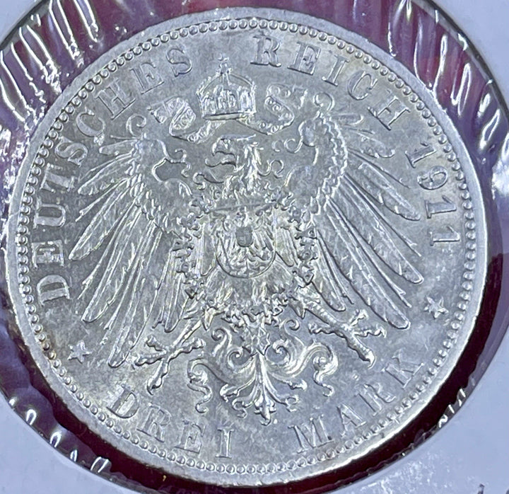 P219 German States Prussia 1911-A 3 Marks BU