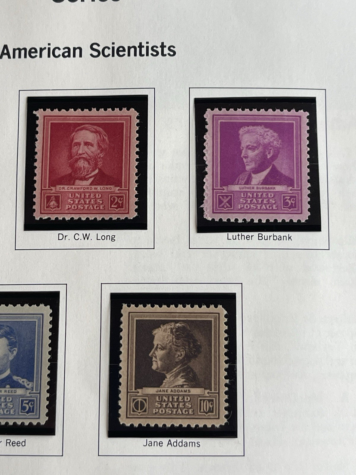 Famous American Series 1940 Science Sheet Block Set US Commemorative Stamps Page