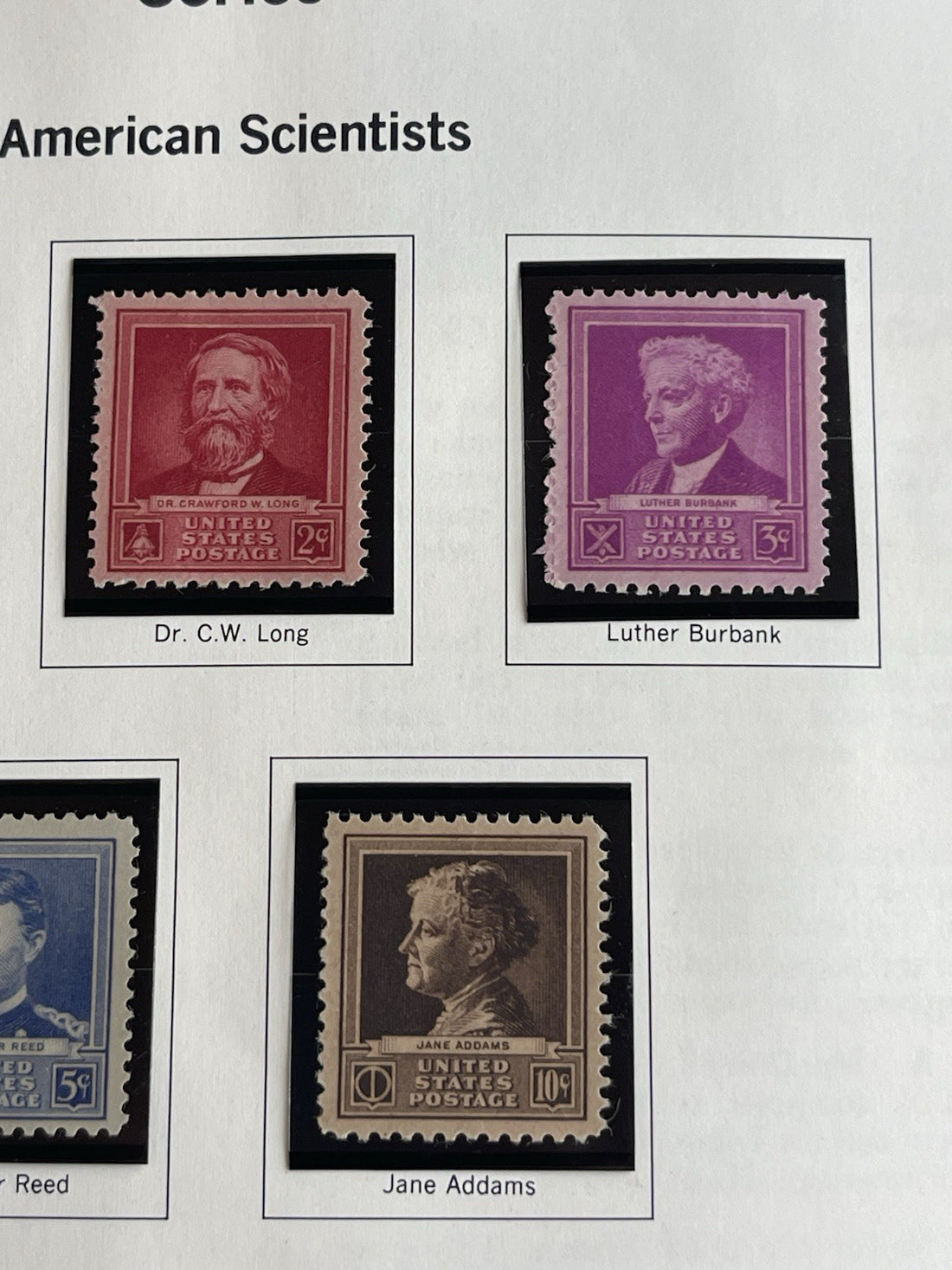 Famous American Series 1940 Science Sheet Block Set US Commemorative Stamps Page