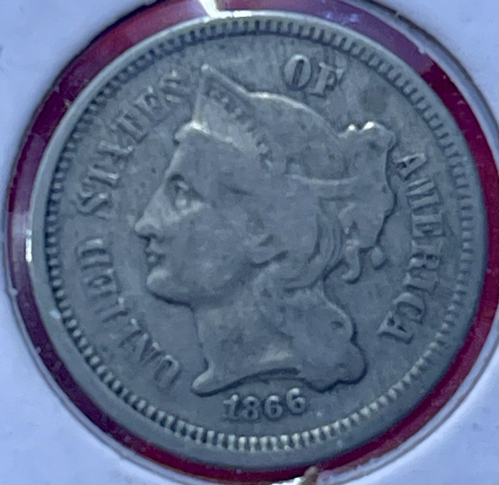 1866 Nickel 3 Cent Coin