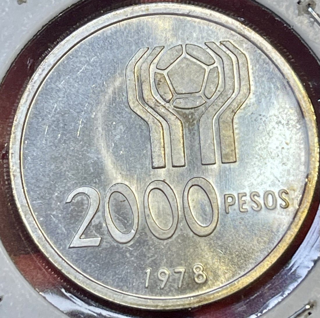 1978 ARGENTINA SILVER 2000 PESOS S2000P WORLD CUP SOCCER Coin