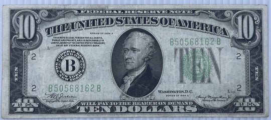 1934A $10 Federal Reserve Banknote New York