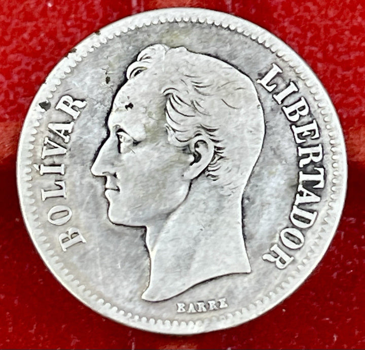 1936 VENEZUELA 2 BOLIVARES (GRAM 10) .27 OZ SILVER COLLECTABLE WORLD COIN