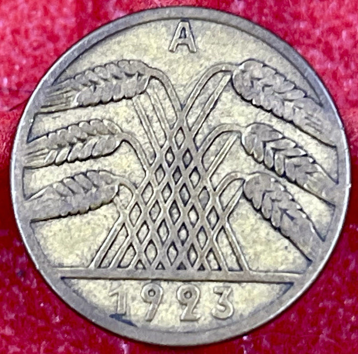 10 Rentenpfennig 1923 A Deutsches Reich Weimarer Republik KM#33 Coin