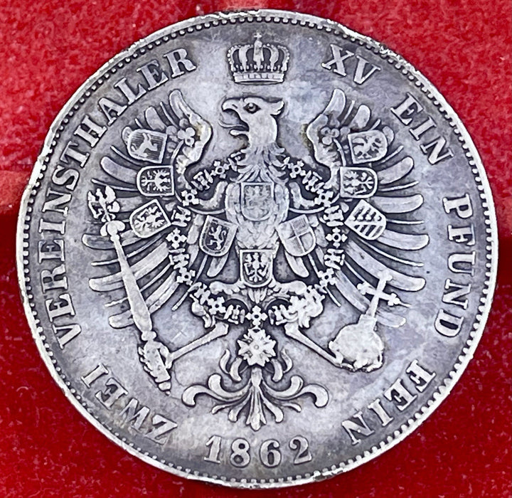 1862 A Germany Prussia 1 Thaler Silver Coin – Wilhelm I – Berlin Mint – KM#