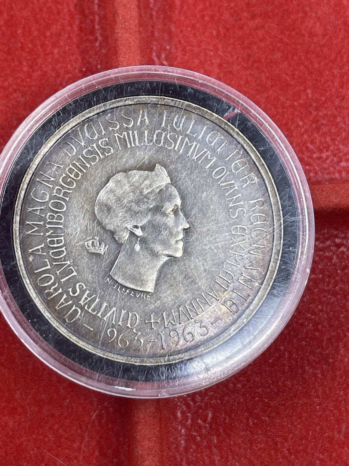 1963 Millennium of Luxembourg City 250 Francs Silver Coin KM# 53