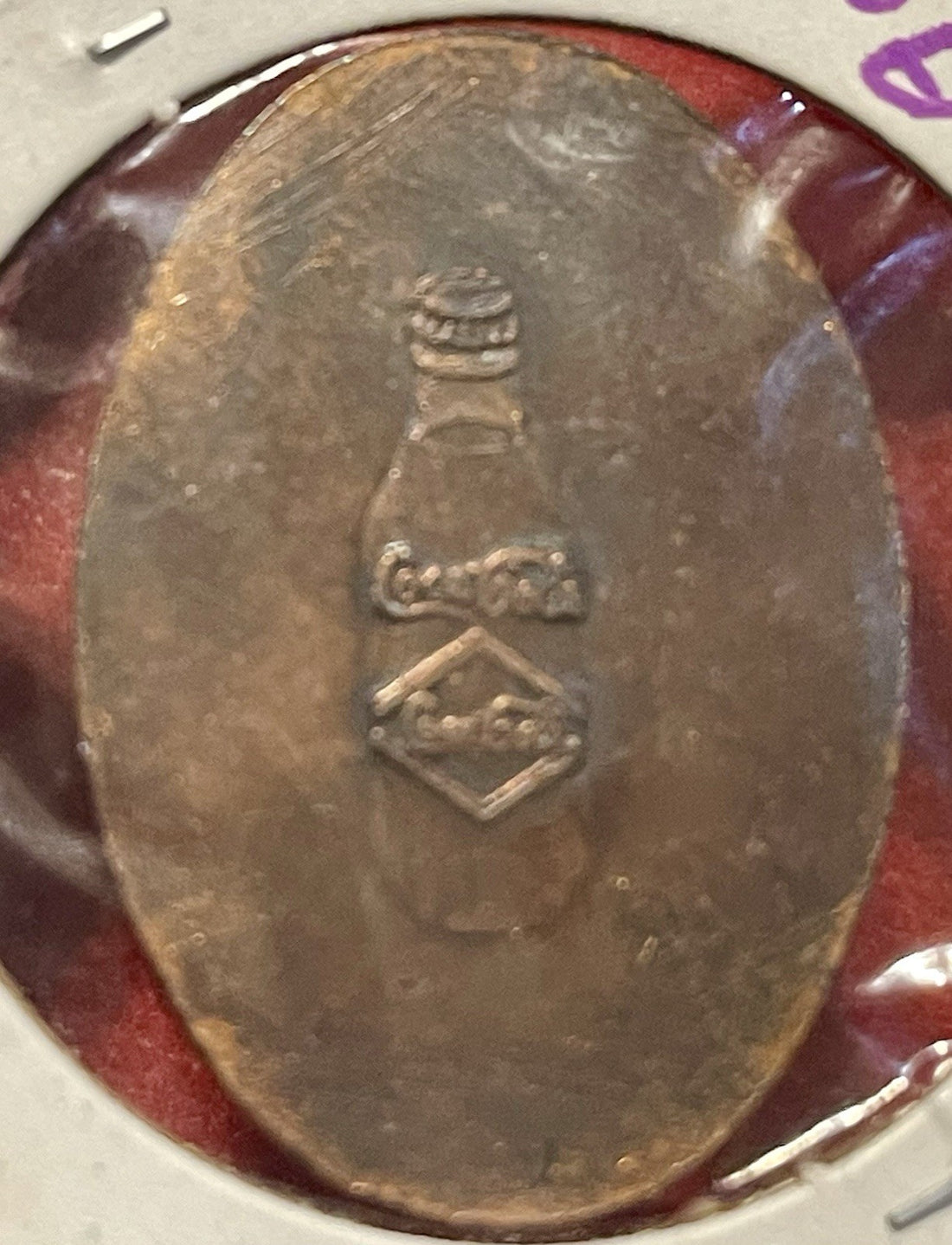 Vintage metal Oval Army & Navy Drink Coca-Cola Free Bottle TOKEN L.A. Stamp Coke