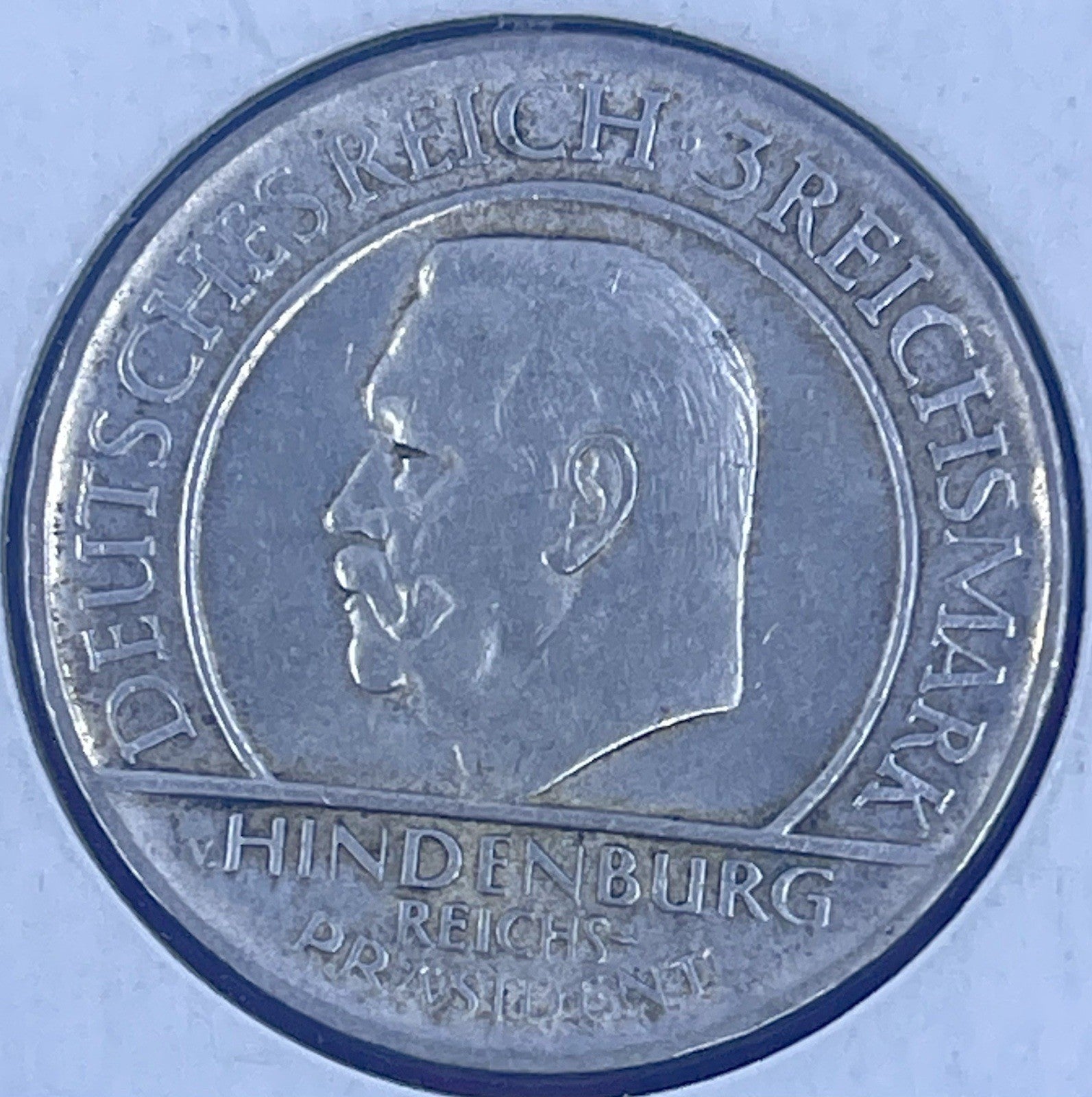 Weimar Republic, 3 Reichsmark, 1929 d constitution, swearing hand Hindenburg, D