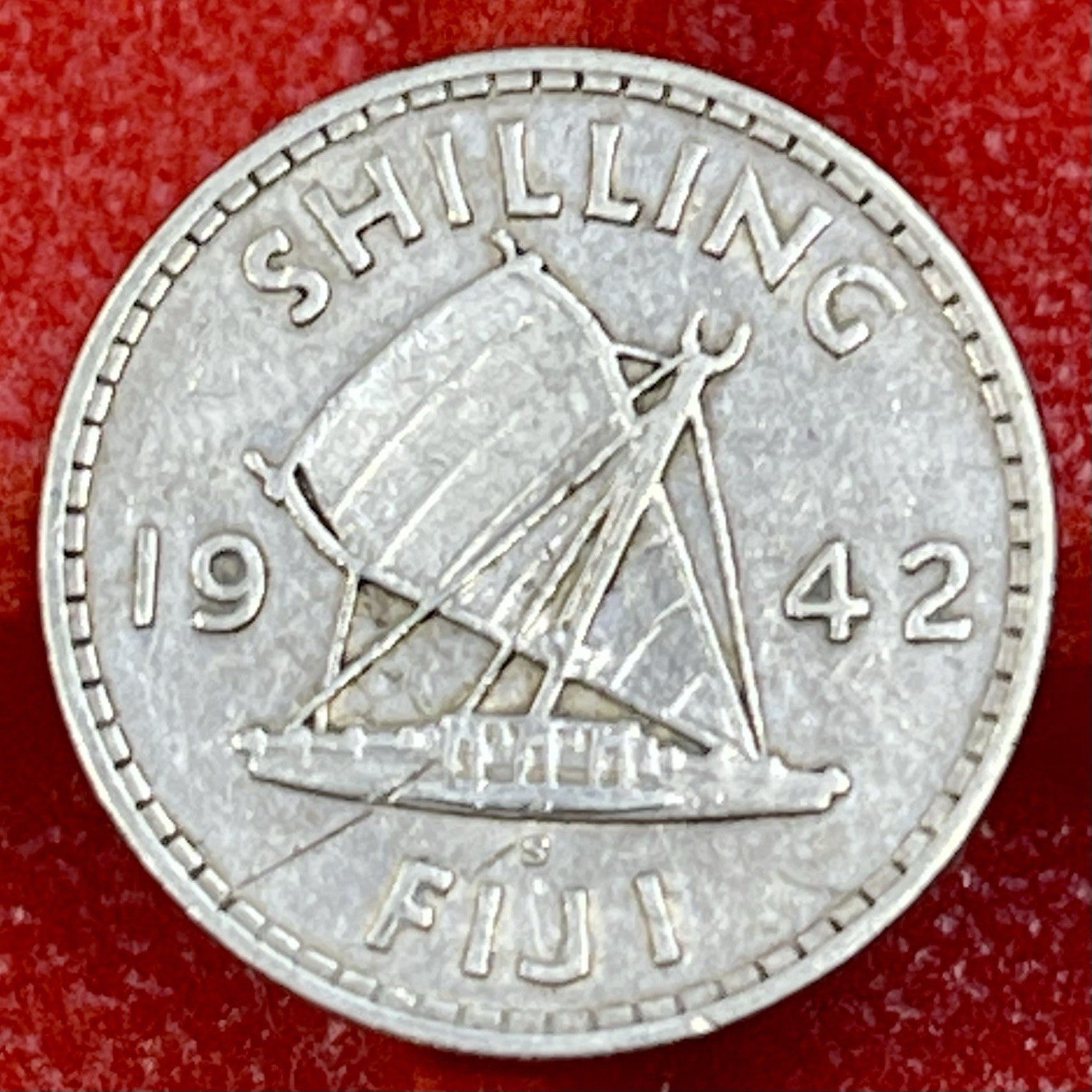1934 Fiji 1 Shilling .500 Silver 360K Minted KM#4 George V Scarce World