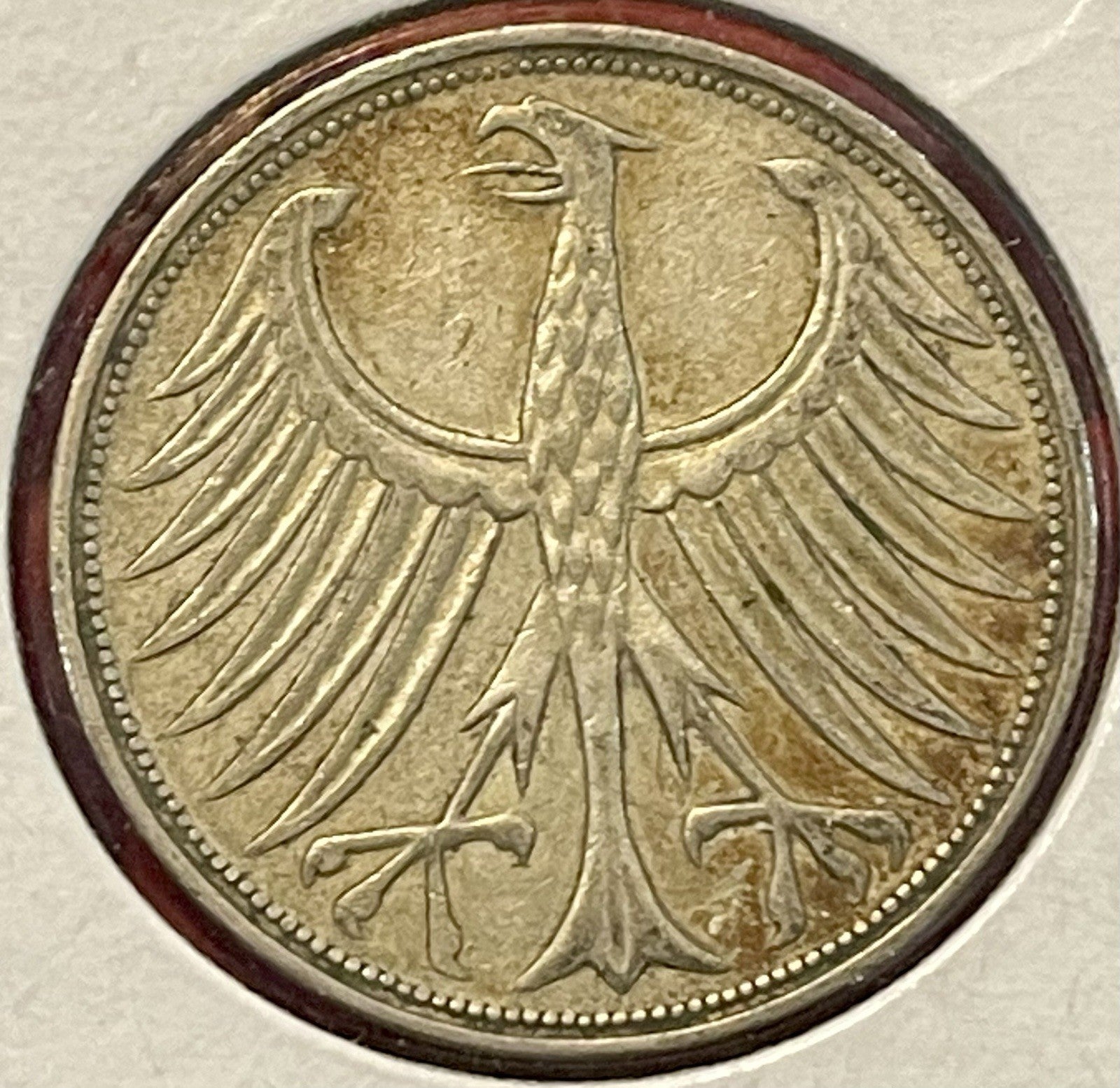 1951 G Germany German 5 Five Mark World Coin SILVER .625