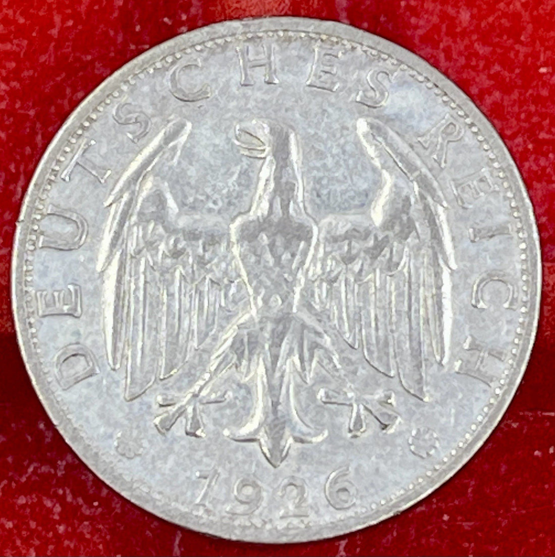 GERMAN 2 MARK Reichsmark 1926 G WEIMAR REPUBLIC Eagle Silver Coin RARE NICE