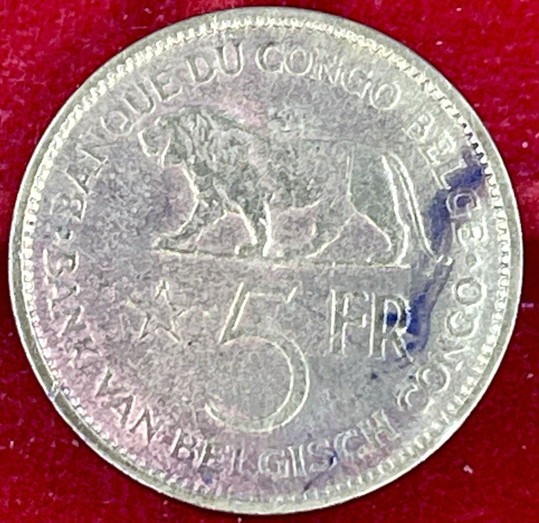 Belgian Congo - 5 Francs 1936  - Lion, Leopold III Coin