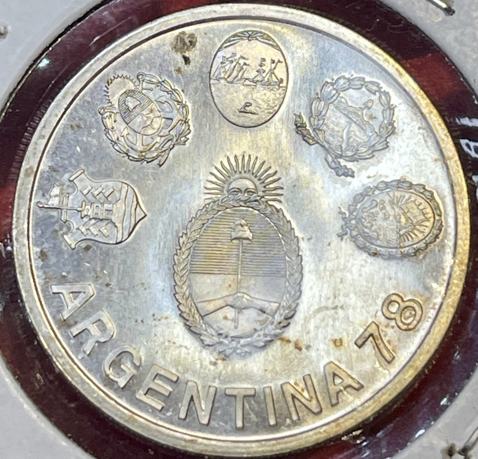 1978 ARGENTINA SILVER 2000 PESOS S2000P WORLD CUP SOCCER Coin
