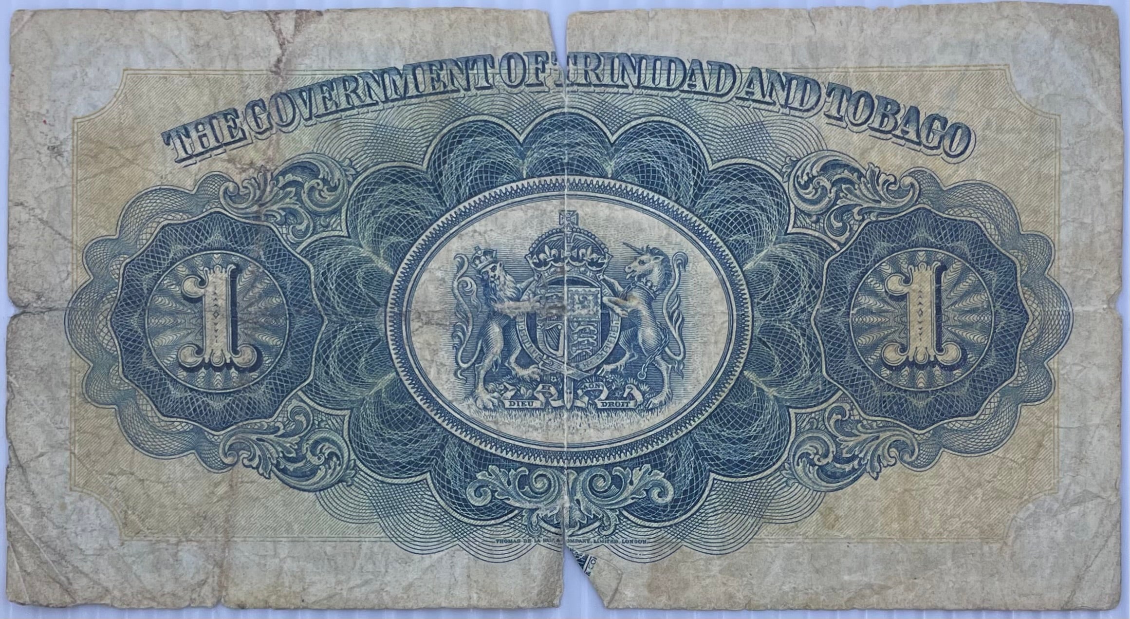 1942 Trinidad & Tobago $1 Dollar P-5 Circulated Banknote