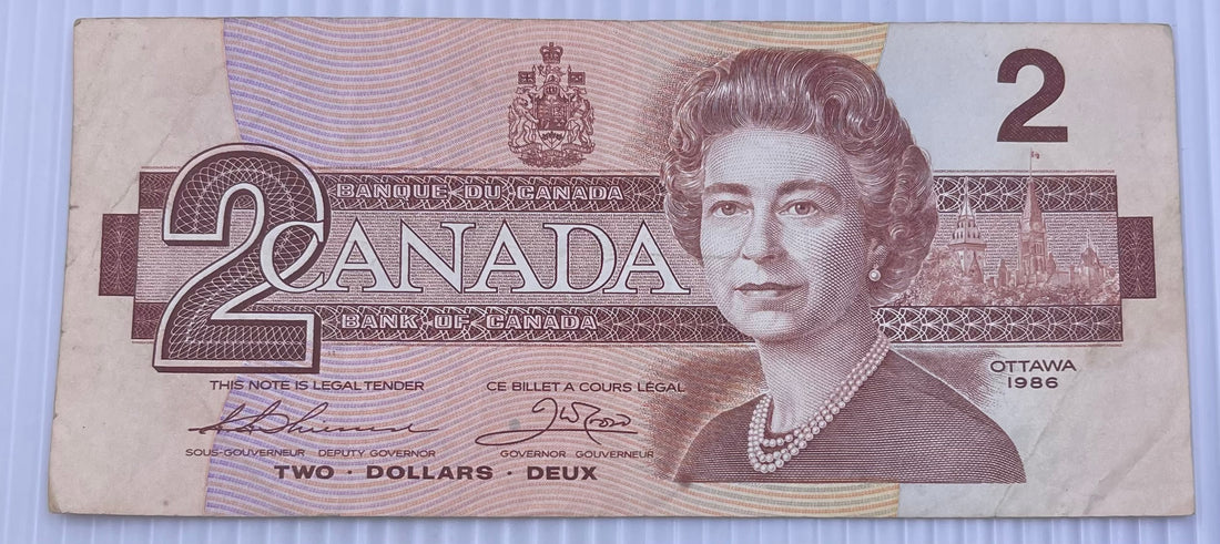 Canada 1986 2 Dollars P-97 Circulated World Banknote Note From Lot