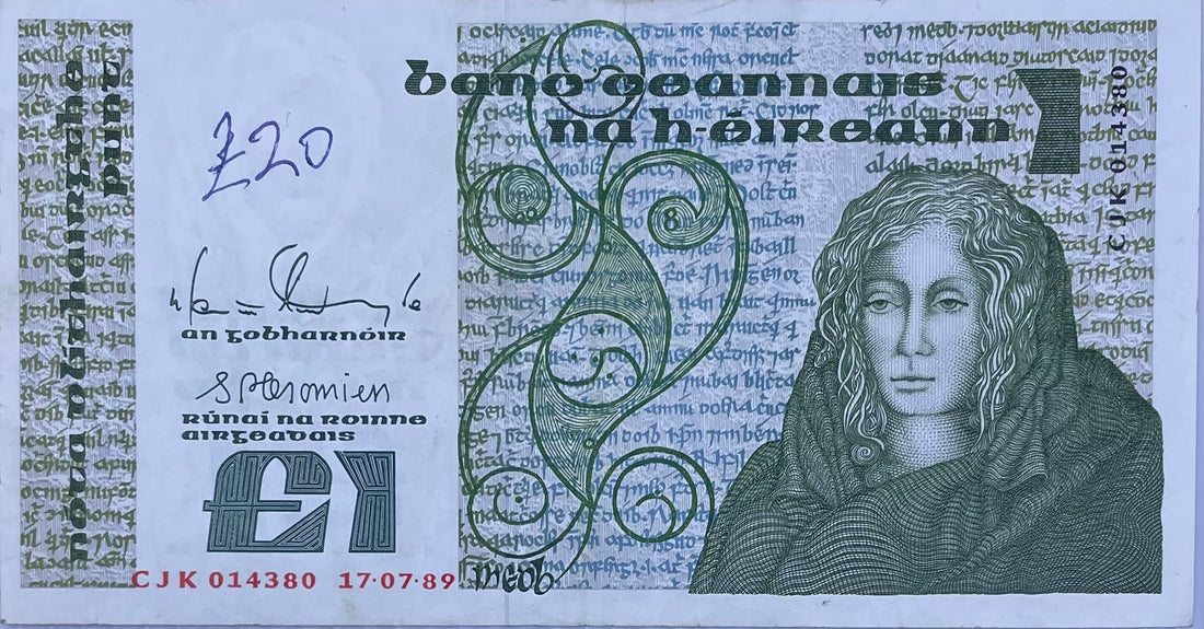 1986 Ireland 1 Pound P-70 Used World Banknote From Lot
