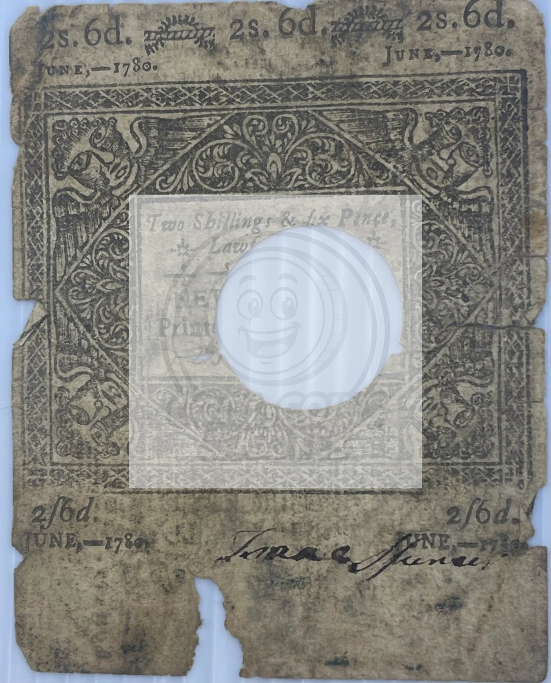 1780 Connecticut Two Shillings & Six Pence Canceled Tear Banknote - Cool Coins & Notes
