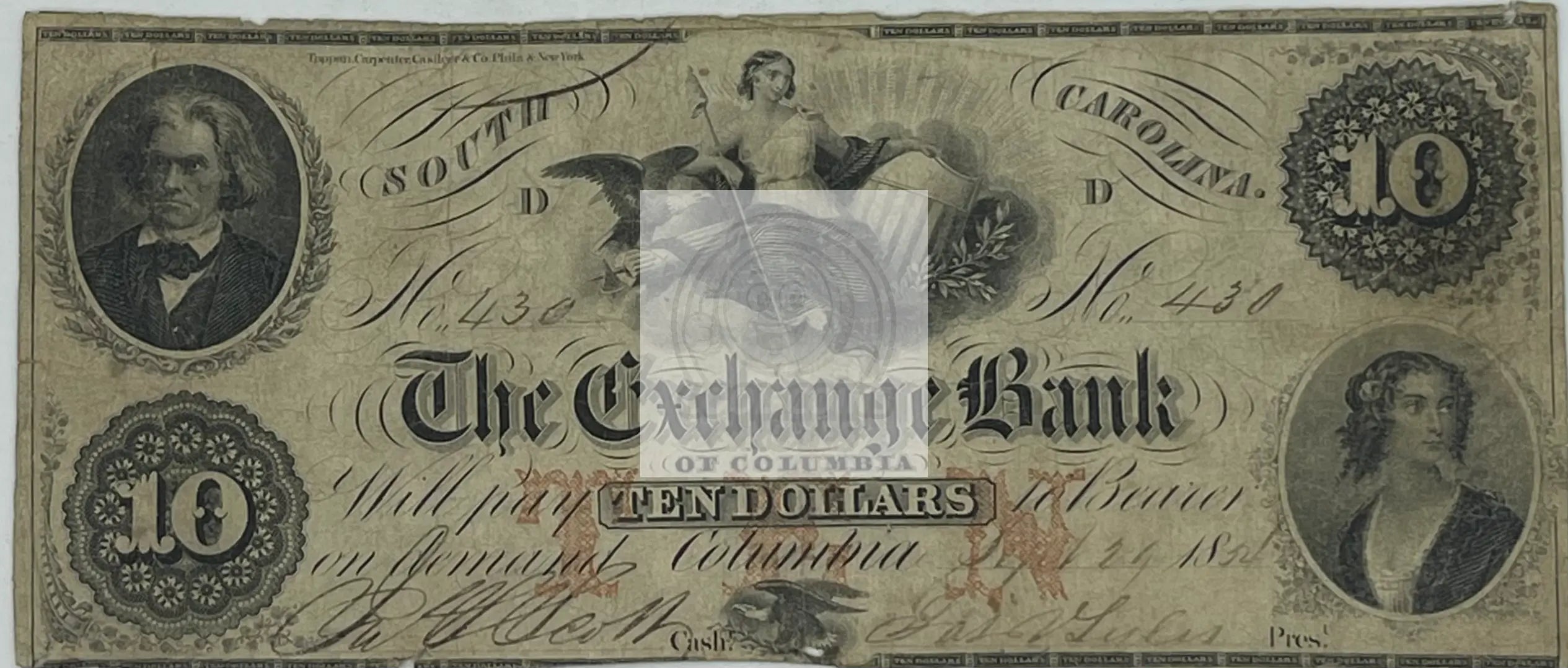 1854 Exchange Bank of Columbia $10, Sheheen 156, HAXBY 75-G4A, Banknote - Cool Coins & Notes