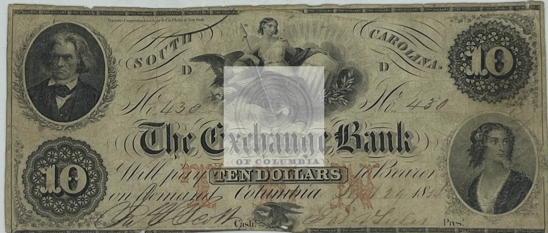 1854 Exchange Bank of Columbia $10, Sheheen 156, HAXBY 75-G4A, Banknote - Cool Coins & Notes