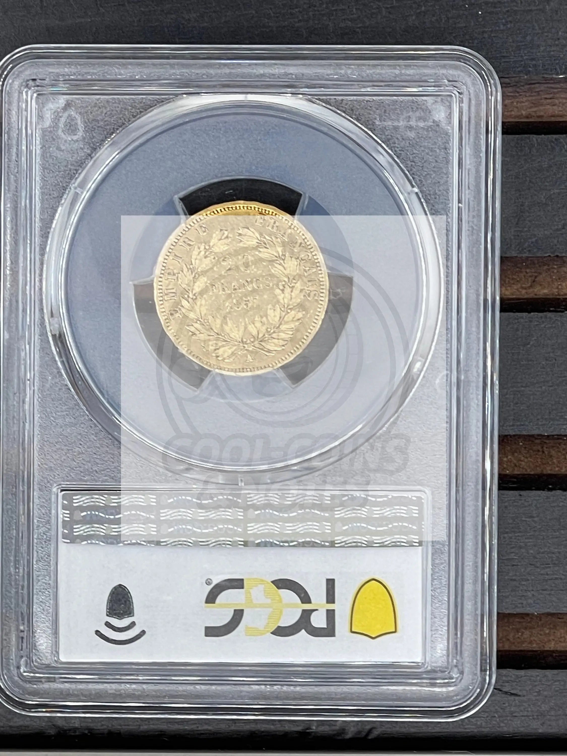 1857 A France 20 Francs coin PCGS XF45 close-up