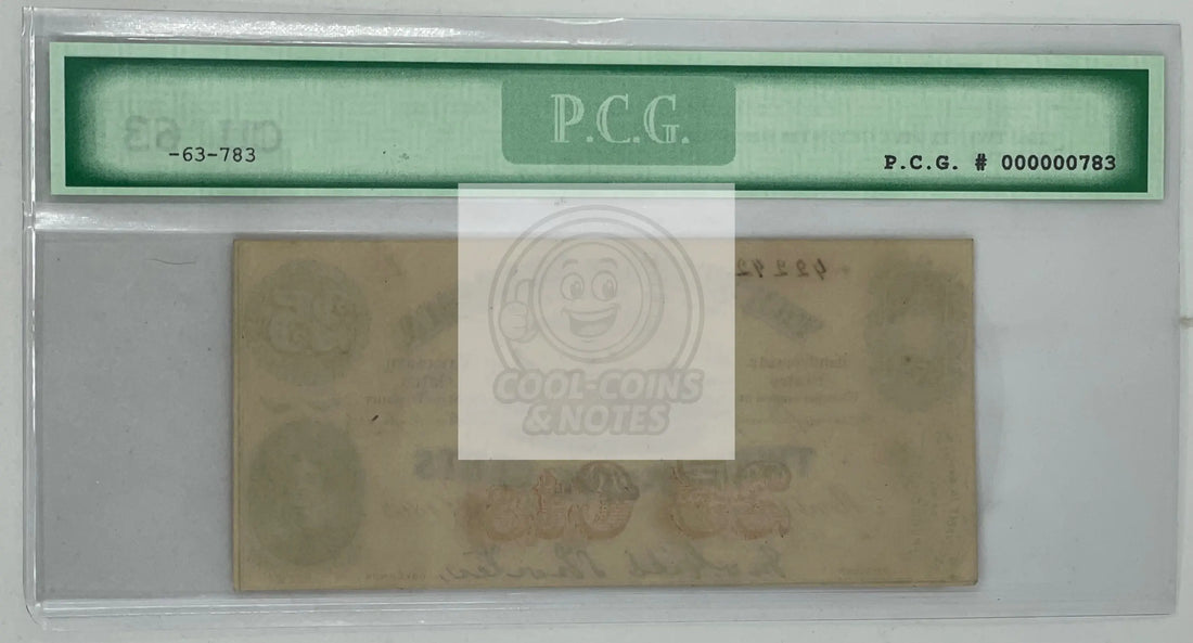 1863 25 Cents State of Alabama SN 42242 CU 63 PCG Banknote - Cool Coins & Notes