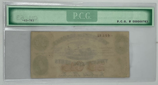 1863 25 Cents State of Alabama SN 42242 CU 63 PCG Banknote - Cool Coins & Notes
