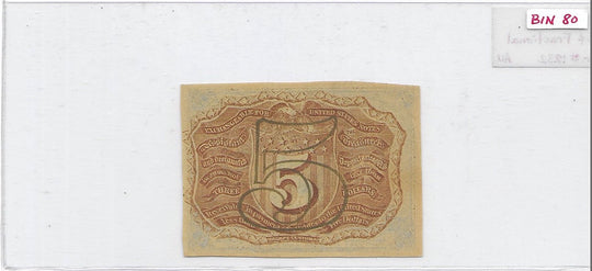 1863 United States 5 Cent Fractional Currency Note Fr# 1232 AU Banknote