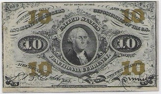 1864 10 Cent US Fractional 3rd Issue Fr.# 1255- UNC GEM