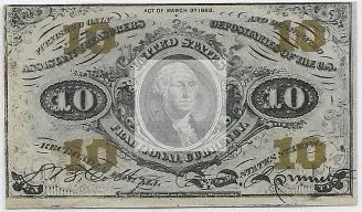 1864 10 Cent US Fractional 3rd Issue Fr.# 1255- UNC GEM - Cool Coins & Notes