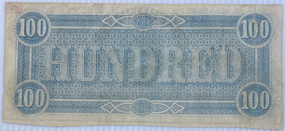 1864 100 Dollar Confederate Type 65 CR # 494 Used World Banknote - Cool Coins & Notes