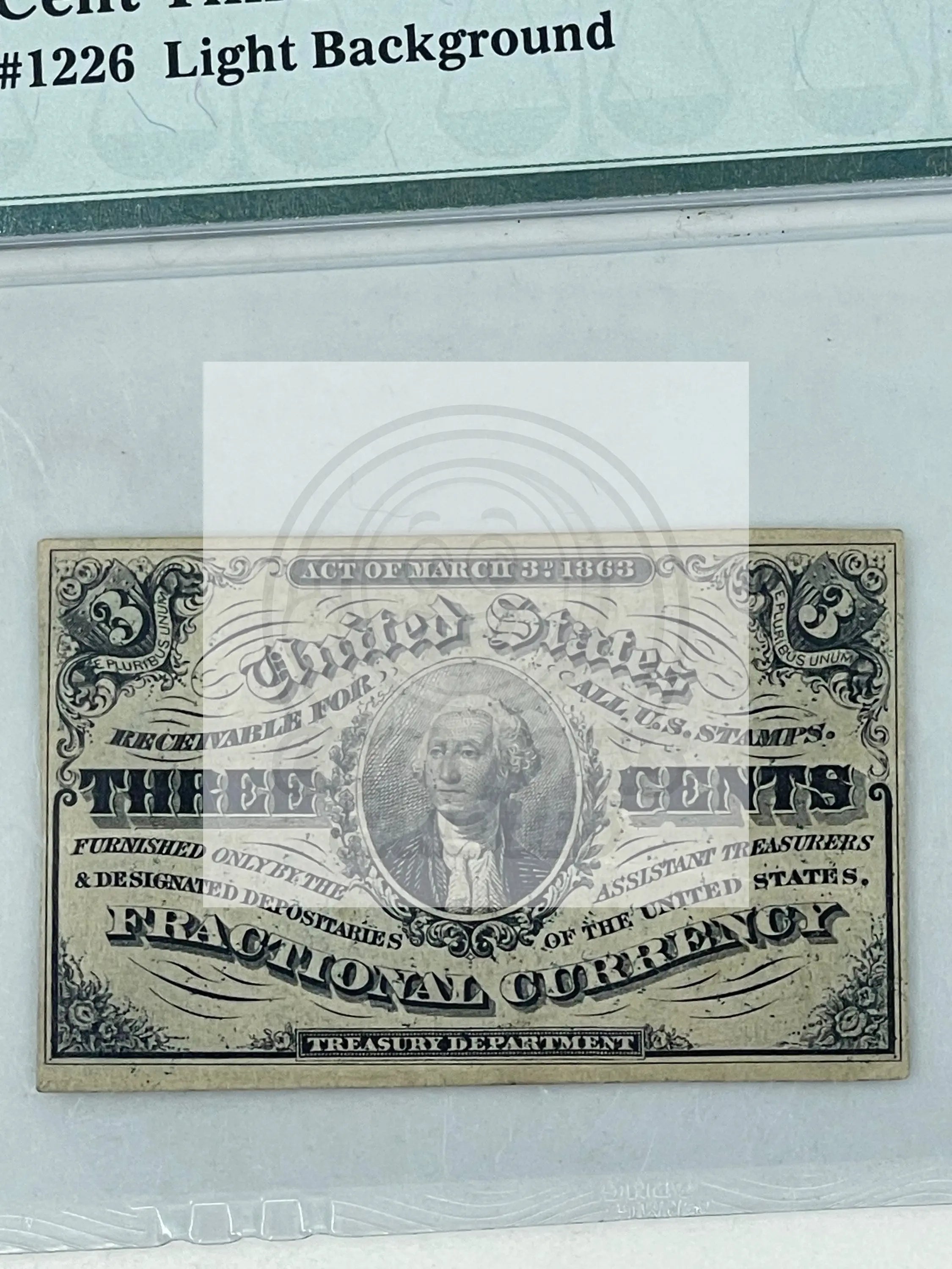 1864-1869 3 Cent Third Issue Fractional Currency note Fr#1226 graded PMG 45 with George Washington portrait