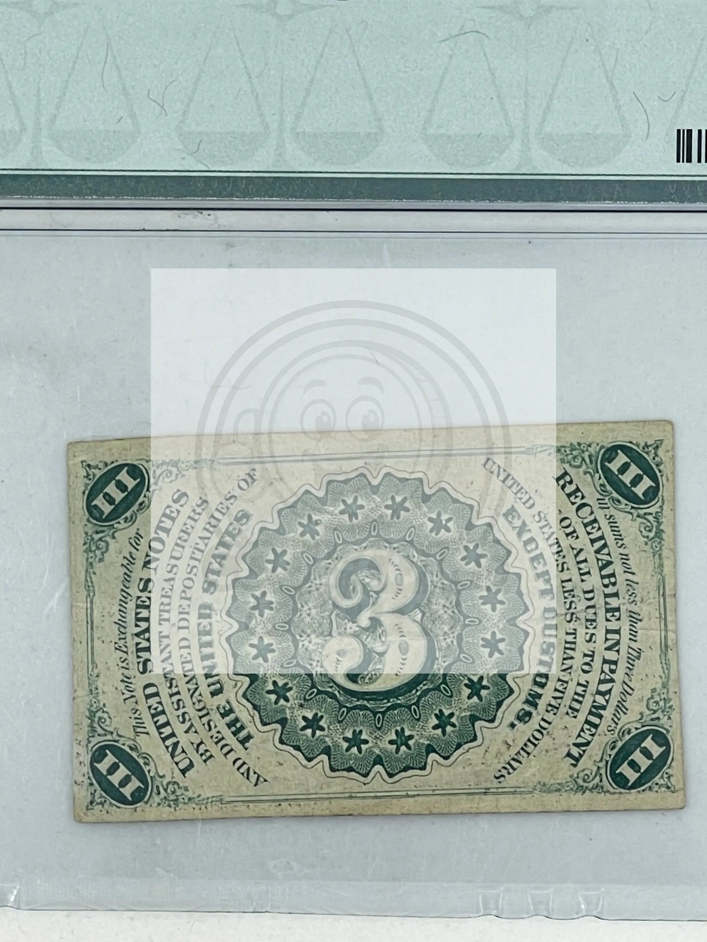 1864-1869 3 Cent Third Issue Fractional Currency Fr#1226 graded PMG 45 featuring George Washington portrait