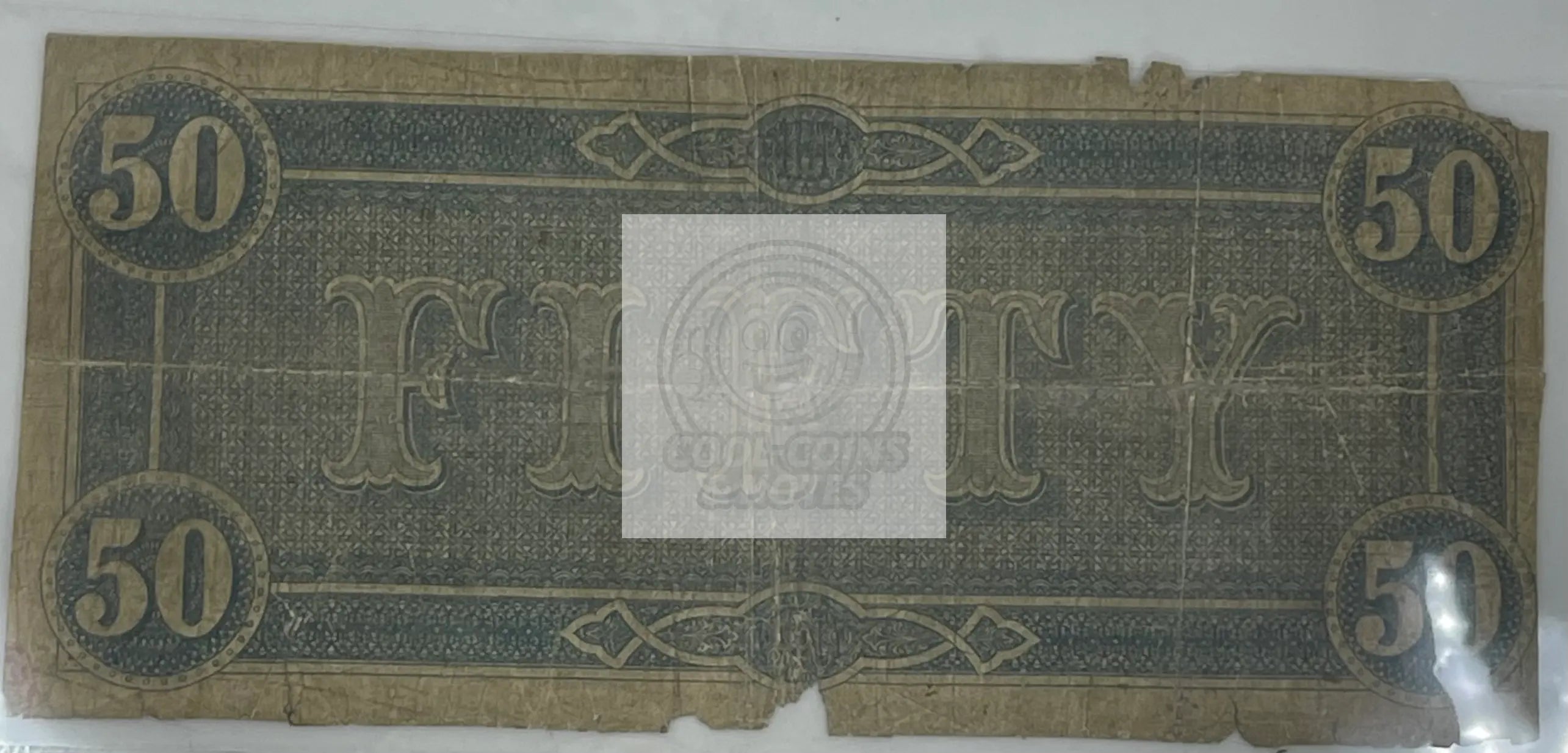 1865 Confederate States of America CSA 50 Dollars P-70, Used Banknote - Cool Coins & Notes