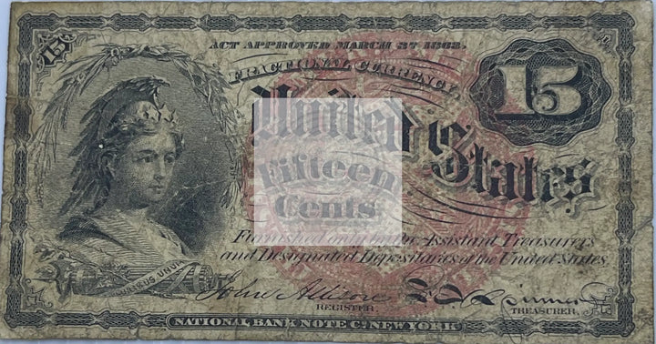 1869 15 cent US Fractional 4th Issue Fr# 1267 Banknote - Cool Coins & Notes