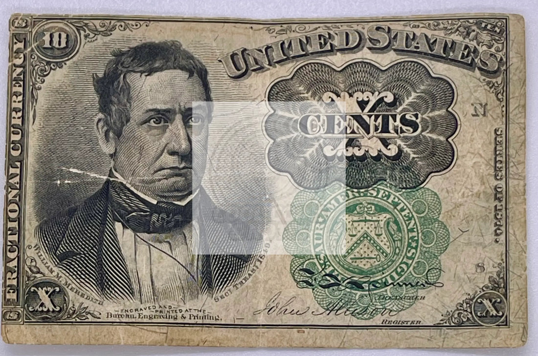 1874 10 Cent Fractional Currency Note *Fifth Issue* Green Seal Banknote - Cool Coins & Notes