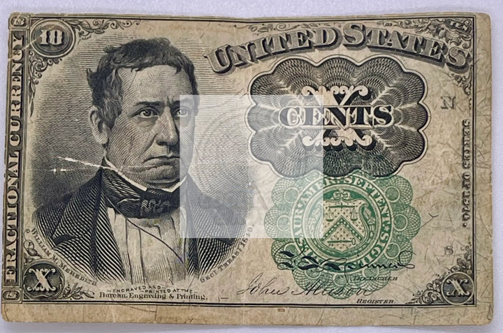 1874 10 Cent Fractional Currency Note *Fifth Issue* Green Seal Banknote - Cool Coins & Notes
