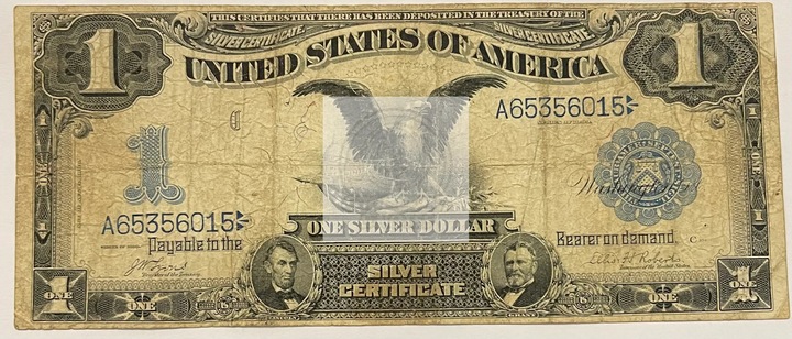 1899 $1 Dollar Black Eagle Large Size Silver Certificate Note Fr-226a with Abraham Lincoln and Ulysses S. Grant portraits