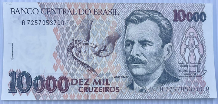 BRAZIL 1991 10000 CRUZEIROS P-233 UNC Banknote