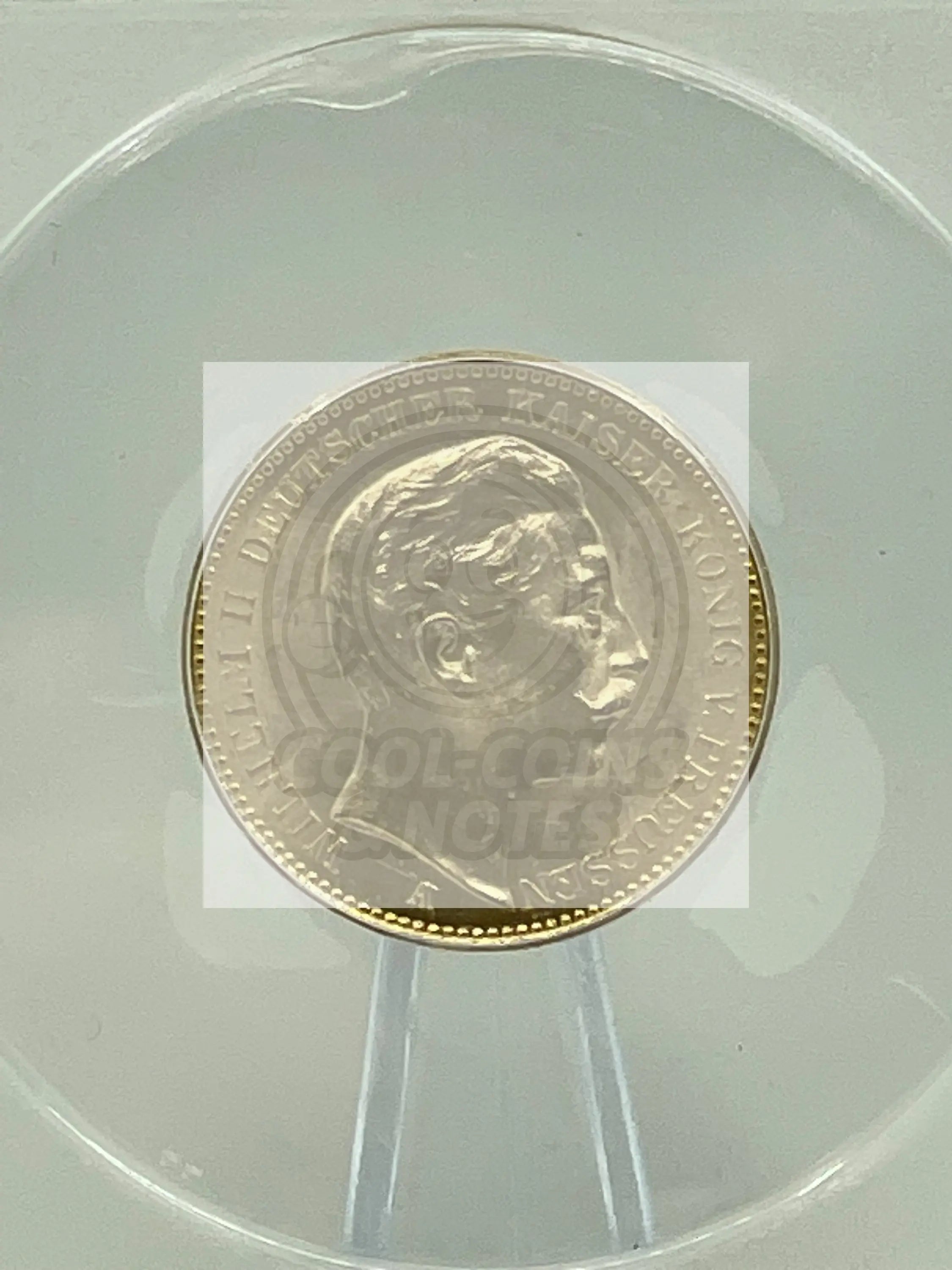 1908-A Germany 20 Mark Gold Coin – Kaiser Wilhelm II, Berlin Mint ANACS MS63 - Cool Coins & Notes