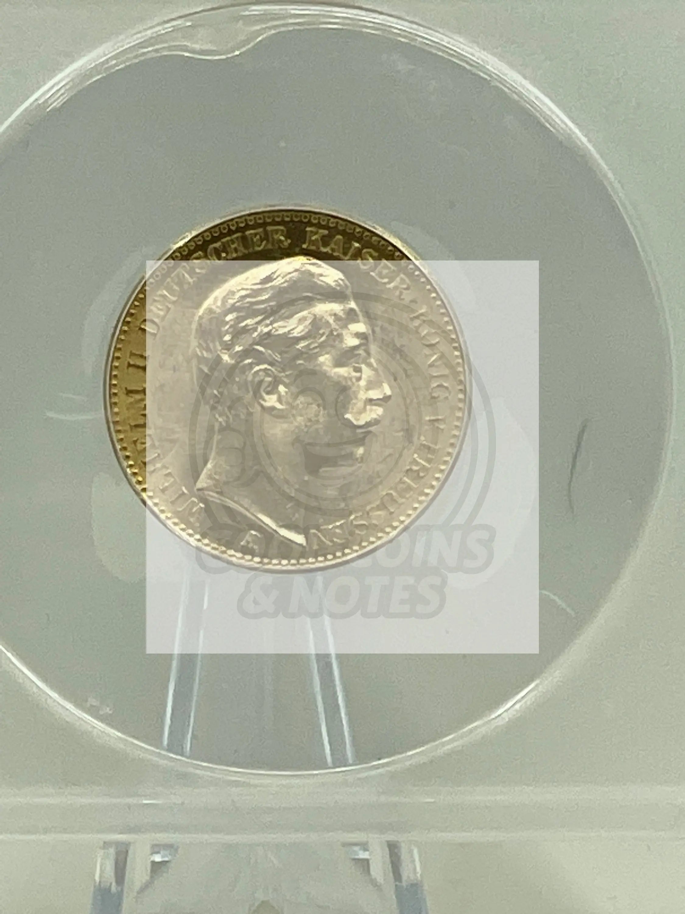 1908-A Germany 20 Mark Gold Coin – Kaiser Wilhelm II, Berlin Mint ANACS MS63 - Cool Coins & Notes