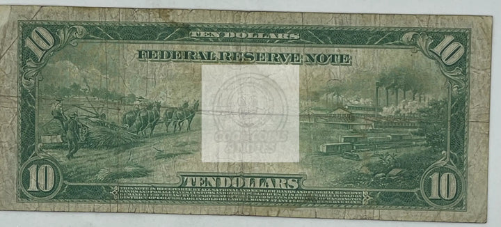1914 "Ag & Industry" $10 Large FRN-Cleveland Blue Seal-FR.# 919 A Banknote - Cool Coins & Notes