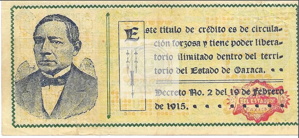 1915 Mexico 5 Peso Estado Juarez banknote P#S953d collectible currency