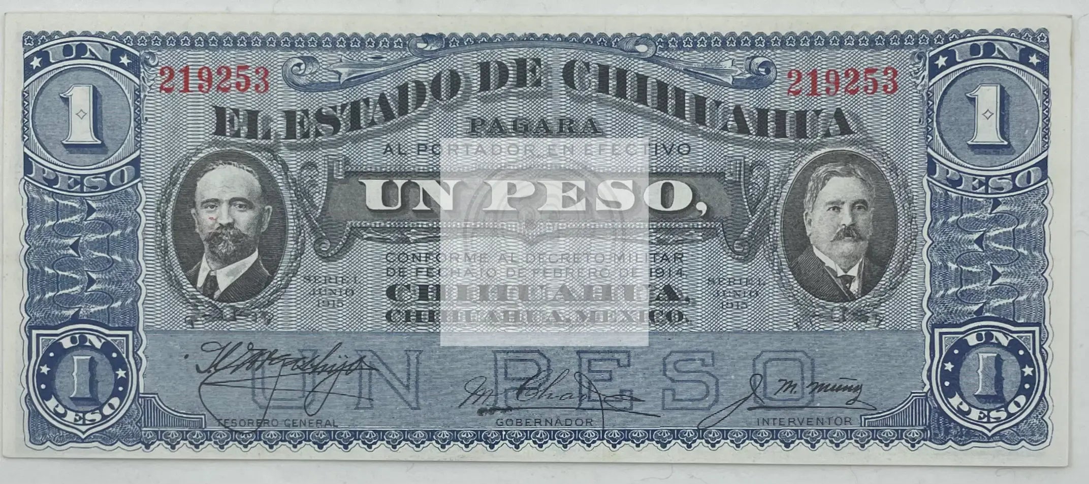1915 Mexico Chihuahua 1 Peso P-S530b UNC Banknote - Cool Coins & Notes