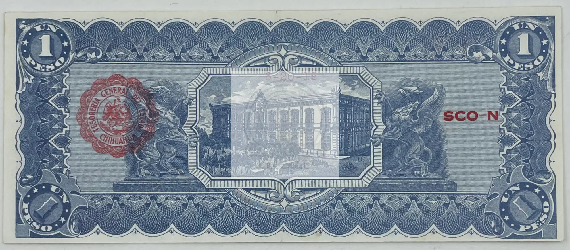 1915 Mexico Chihuahua 1 Peso P-S530b UNC Banknote - Cool Coins & Notes